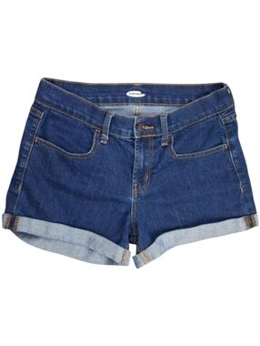 Old Navy Mid Rise Dark Blue Denim Cuffed Jean Shorts SZ 0